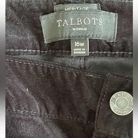 Talbots woman Heritage black velour cropped pants size 16W Y2K mid rise cotton - Picture 3 of 10